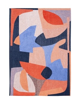 Tapis orange et bleu, grand tapis original