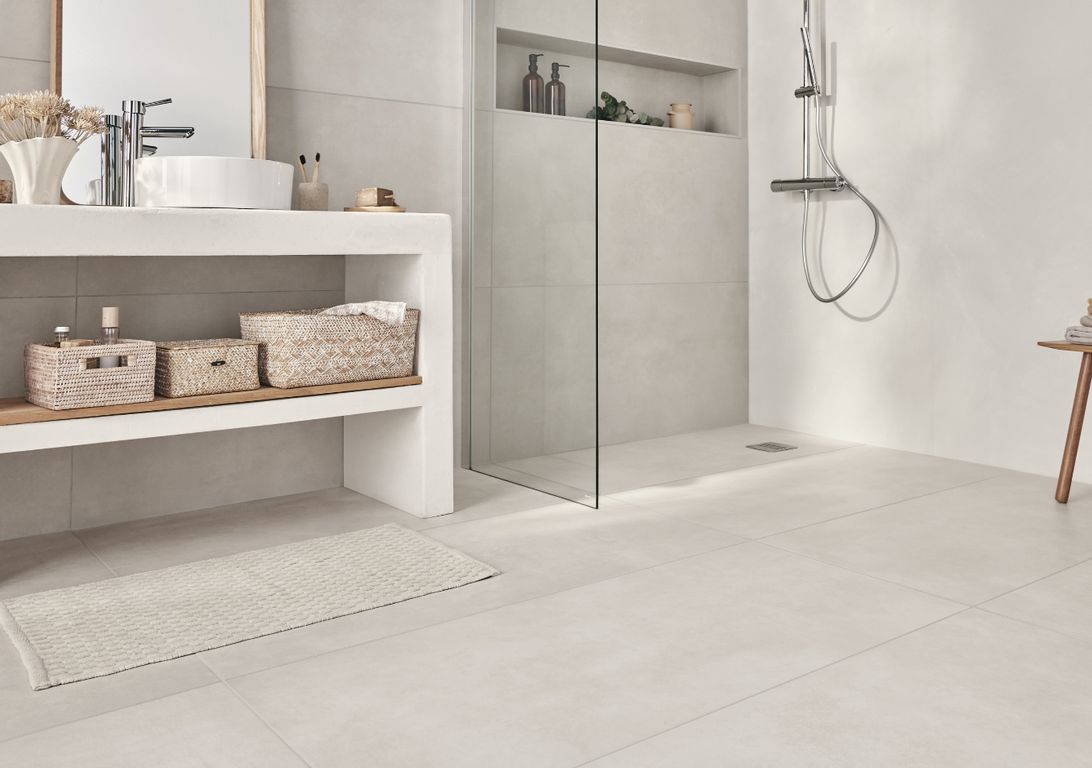 Carrelage EXTRA blanc, aspect béton 60x120cm, dim 60.00 x 120.00 cm