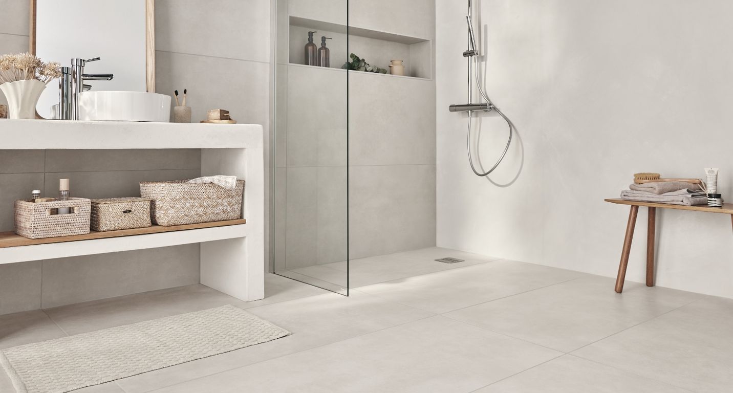 Carrelage EXTRA blanc, aspect béton 60x120cm, dim 60.00 x 120.00 cm