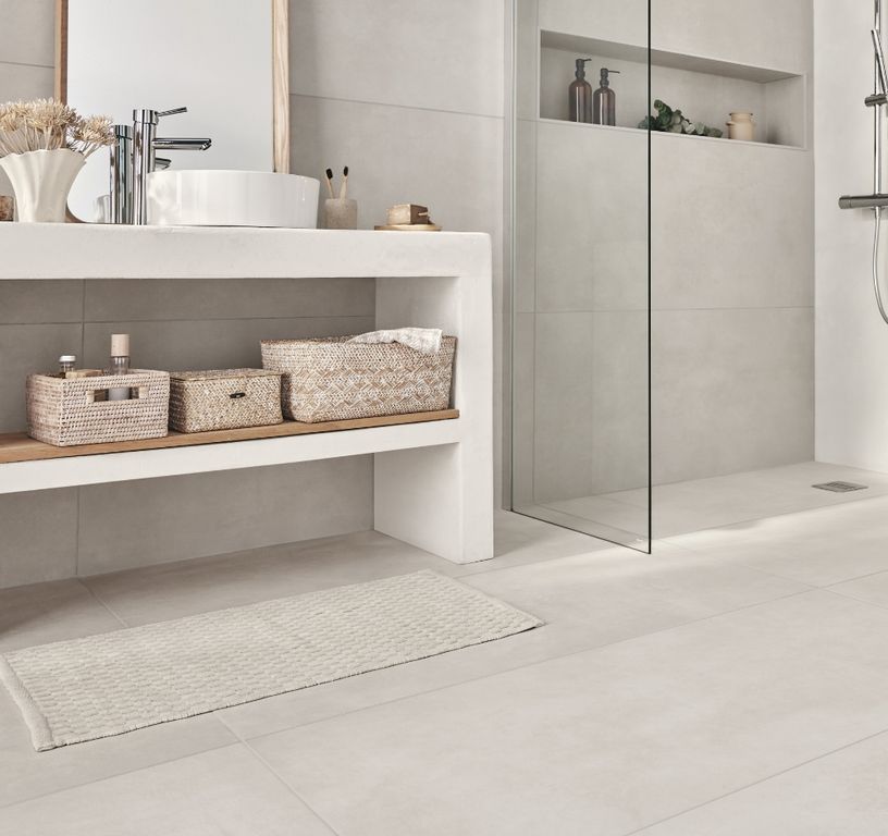 Carrelage EXTRA blanc, aspect béton 60x120cm, dim 60.00 x 120.00 cm