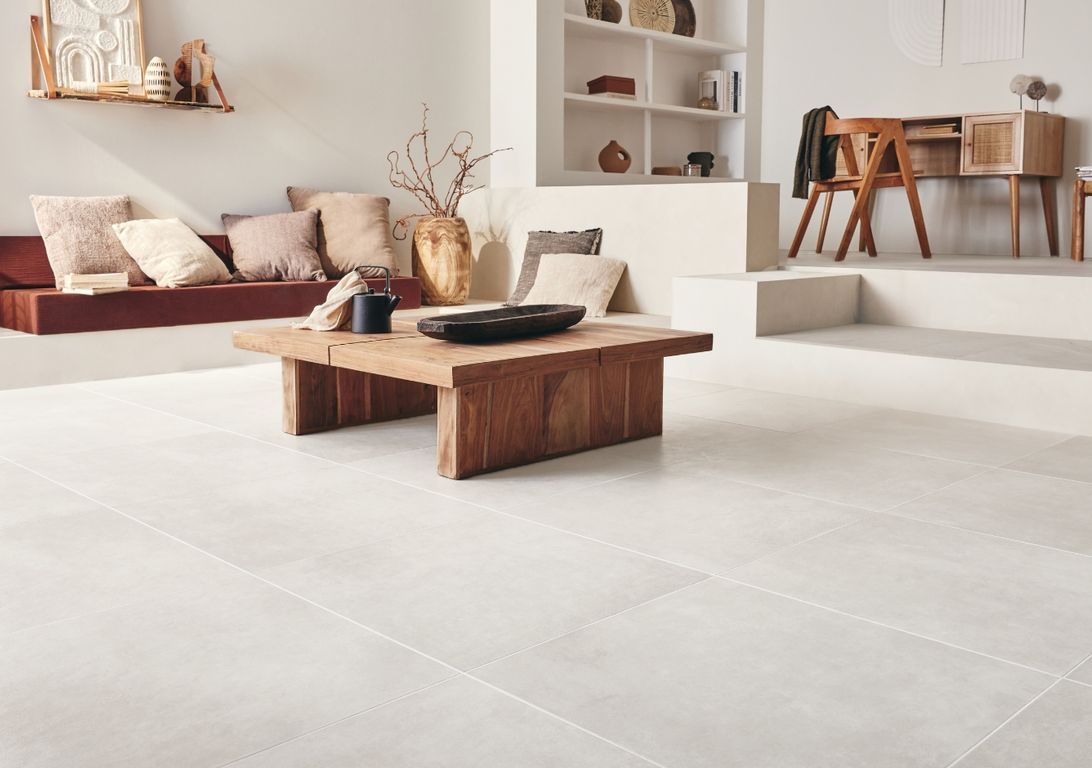 Carrelage EXTRA blanc, aspect béton 60x60cm, dim 60.00 x 60.00 cm