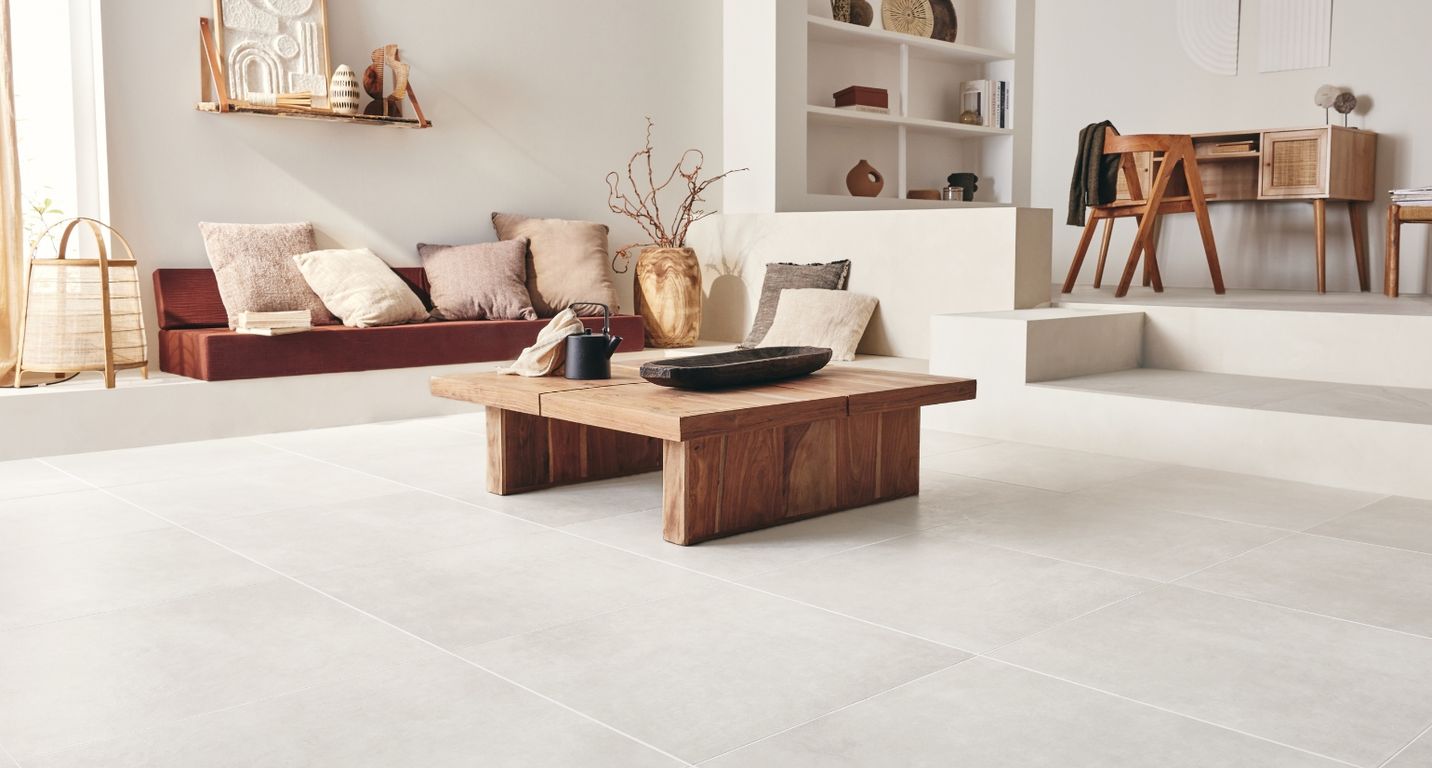 Carrelage EXTRA blanc, aspect béton 60x60cm, dim 60.00 x 60.00 cm