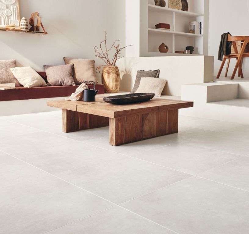 Carrelage EXTRA blanc, aspect béton 60x60cm, dim 60.00 x 60.00 cm