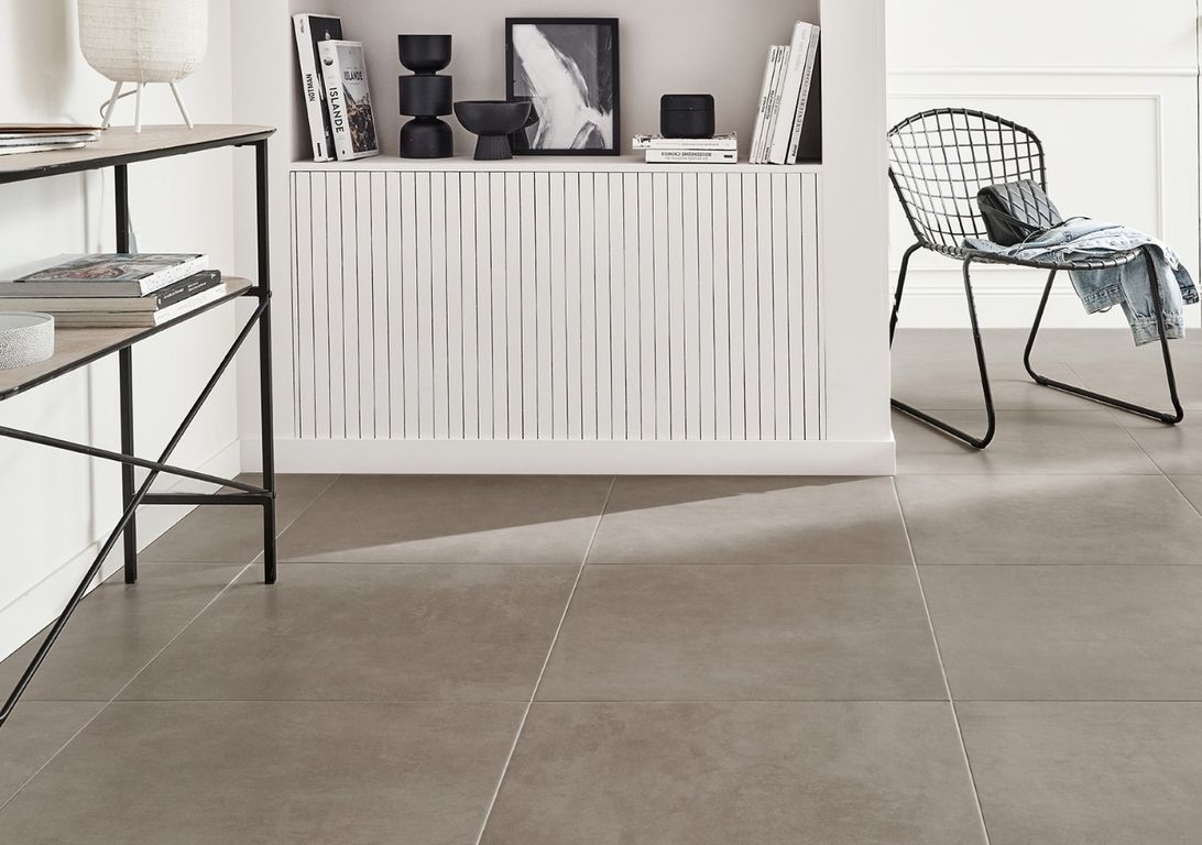 Carrelage EXTRA taupe, aspect béton taupe, dim 60.00 x 60.00 cm