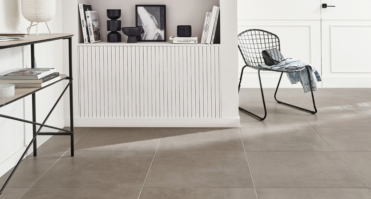 Carrelage EXTRA taupe, aspect béton taupe, dim 60.00 x 60.00 cm