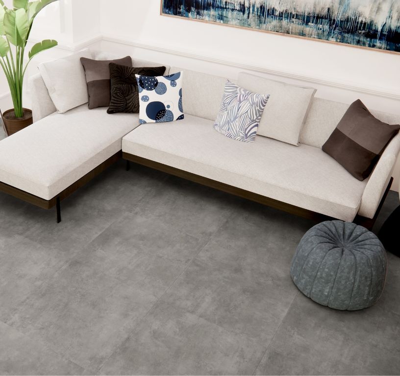 Carrelage AURORE gris, aspect béton 60x60cm, dim 61.00 x 61.00 cm
