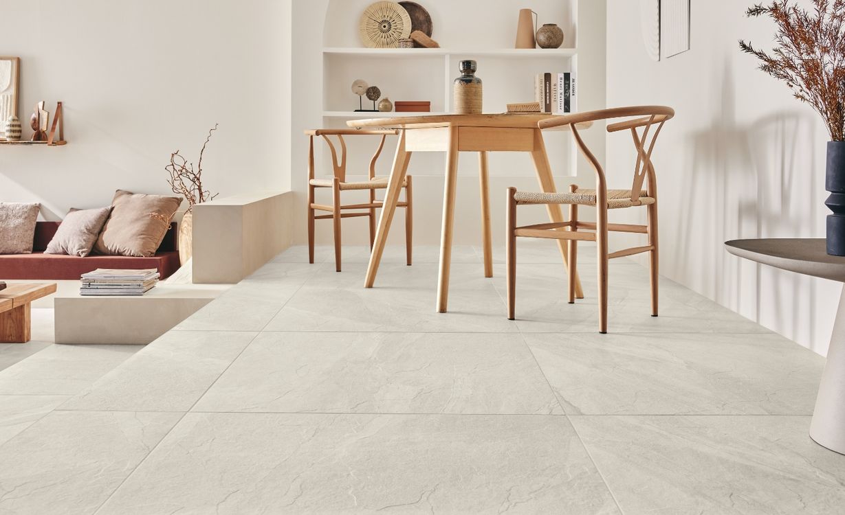 Carrelage HALLEY blanc, aspect béton 90x90cm, dim 90.00 x 90.00 cm