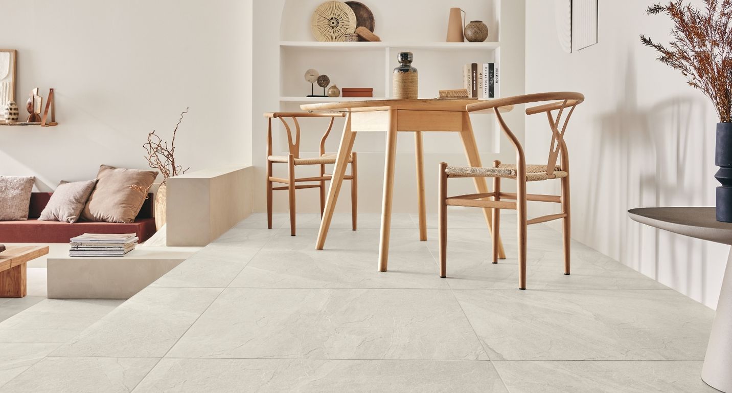 Carrelage HALLEY blanc, aspect pierre 90x90cm, dim 90.00 x 90.00 cm