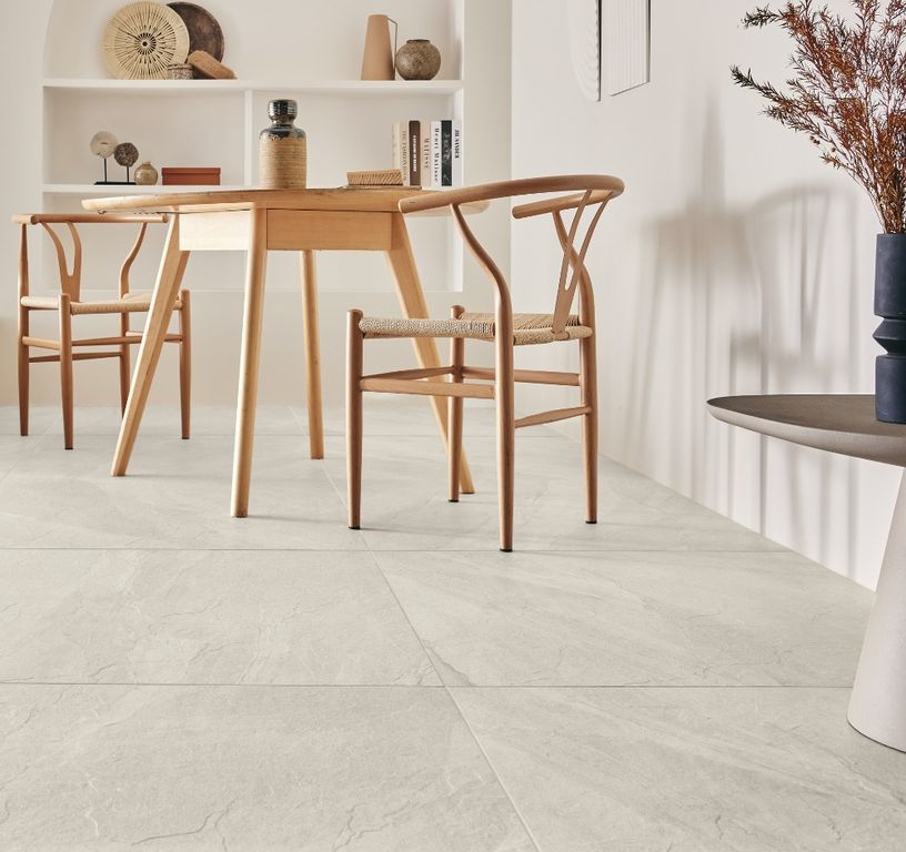 Carrelage HALLEY blanc, aspect pierre 90x90cm, dim 90.00 x 90.00 cm