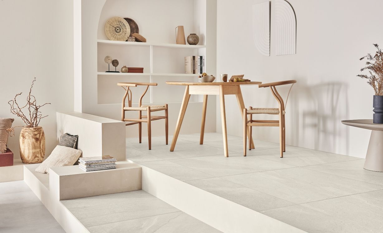 Carrelage HALLEY blanc, aspect béton 90x90cm, dim 90.00 x 90.00 cm