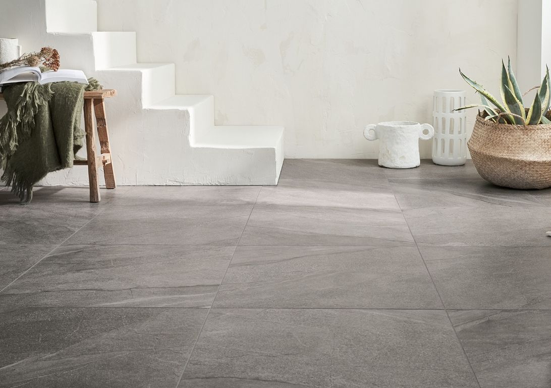 Carrelage HALLEY gris, aspect pierre 60x60cm, dim 60.00 x 60.00 cm