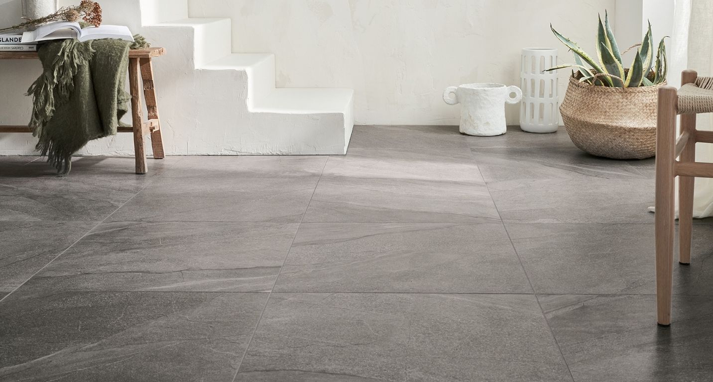 Carrelage HALLEY gris, aspect pierre 60x60cm, dim 60.00 x 60.00 cm