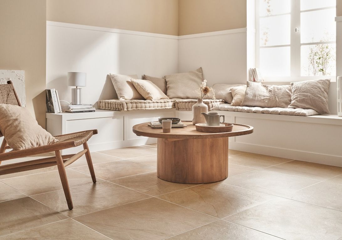 Carrelage HALLEY beige, aspect pierre 60x60cm, dim 60.00 x 60.00 cm