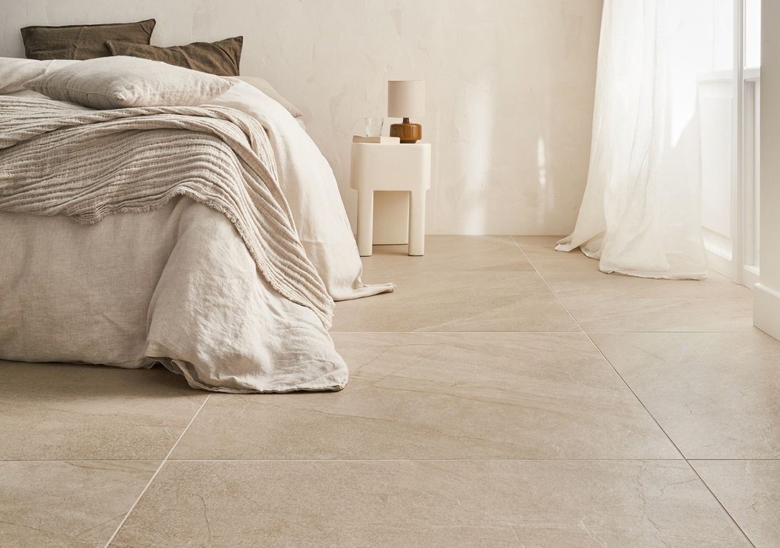 Carrelage HALLEY beige, aspect pierre beige, dim 90.00 x 90.00 cm