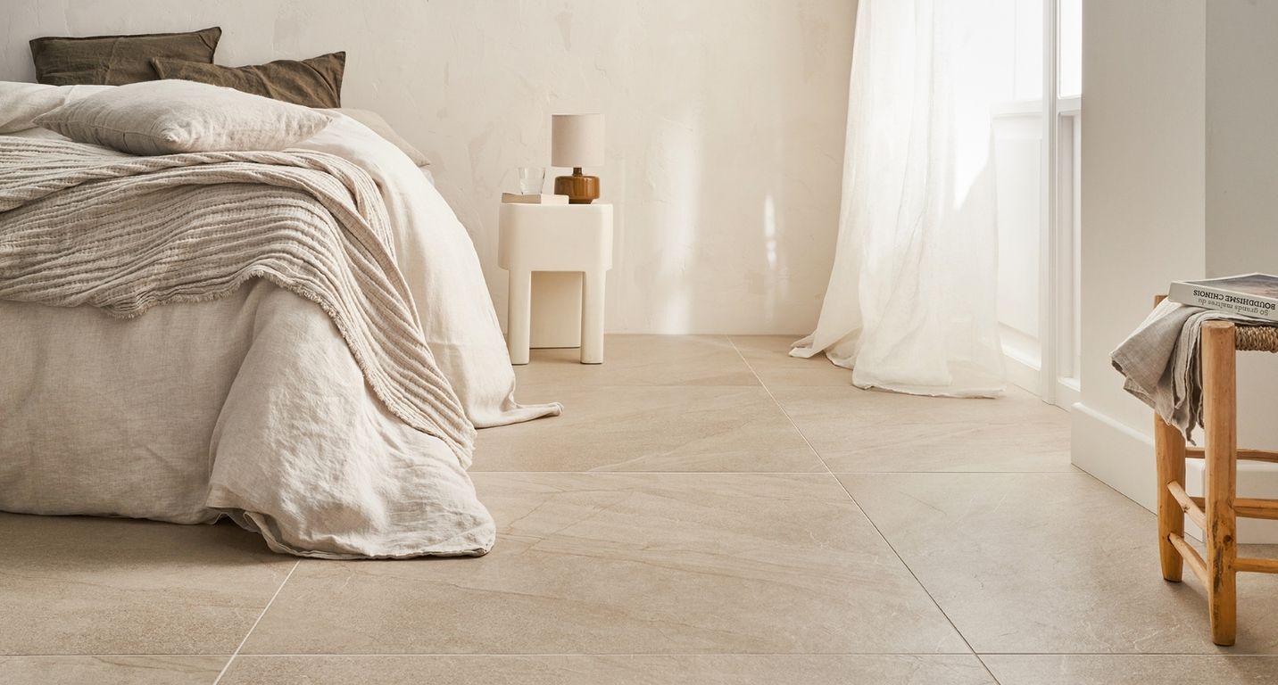 Carrelage HALLEY beige, aspect pierre beige, dim 90.00 x 90.00 cm