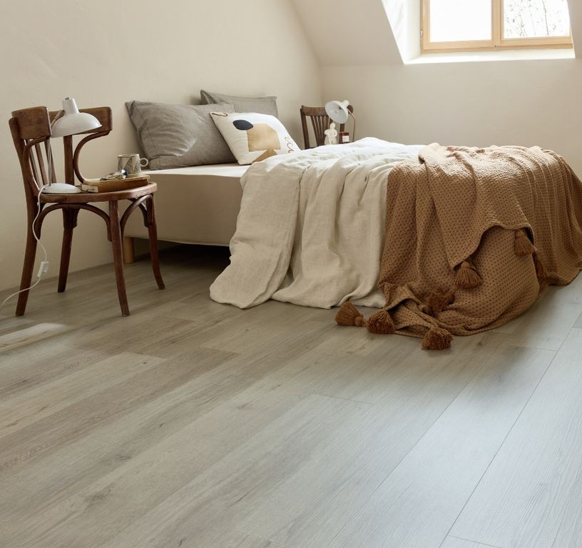 Sol vinyle TOLEDO ACOUSTIC LAME , Bois gris argenté, lame 18.00 x 122.00 cm