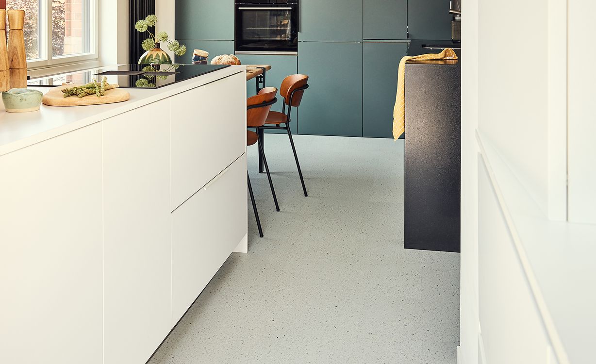 Sol vinyle TOLEDO ACOUSTIC DALLE , Motif terrazzo crème, dalle 30.50 x 61.00 cm
