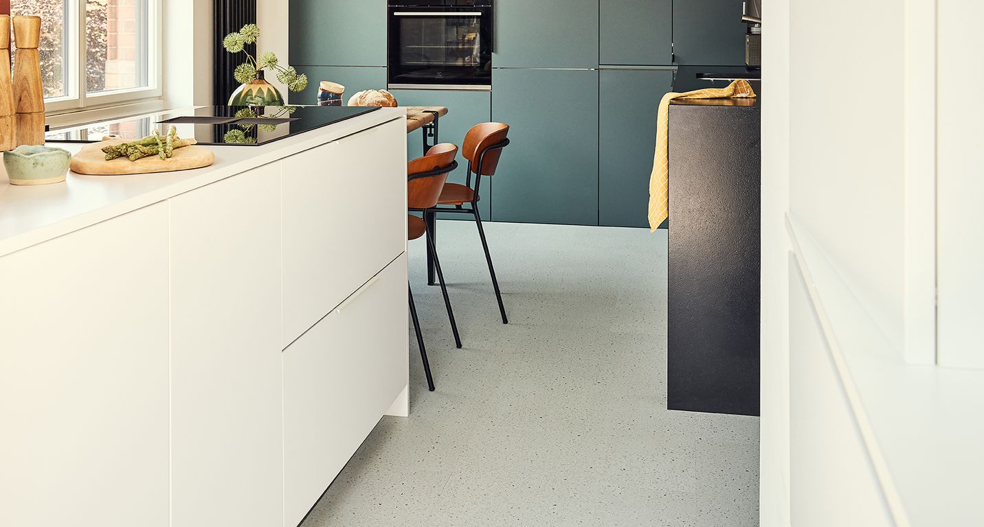 Sol vinyle TOLEDO ACOUSTIC DALLE , Motif terrazzo crème, dalle 30.50 x 61.00 cm