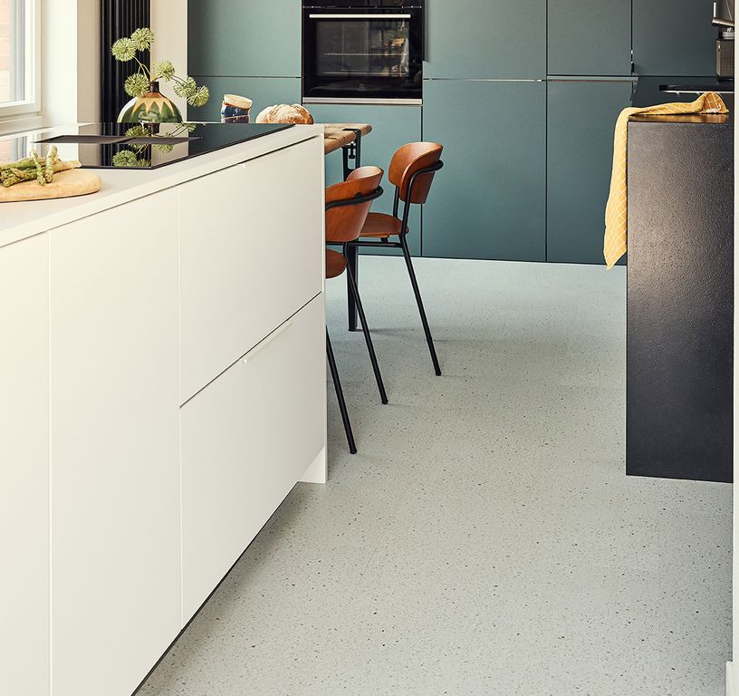 Sol vinyle TOLEDO ACOUSTIC DALLE , Motif terrazzo crème, dalle 30.50 x 61.00 cm