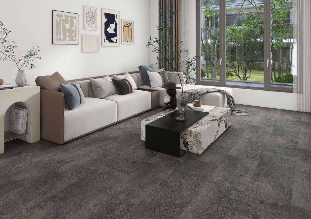 Sol vinyle TOLEDO ACOUSTIC DALLE , Pierre pierre anthracite, dalle 30.50 x 61.00 cm