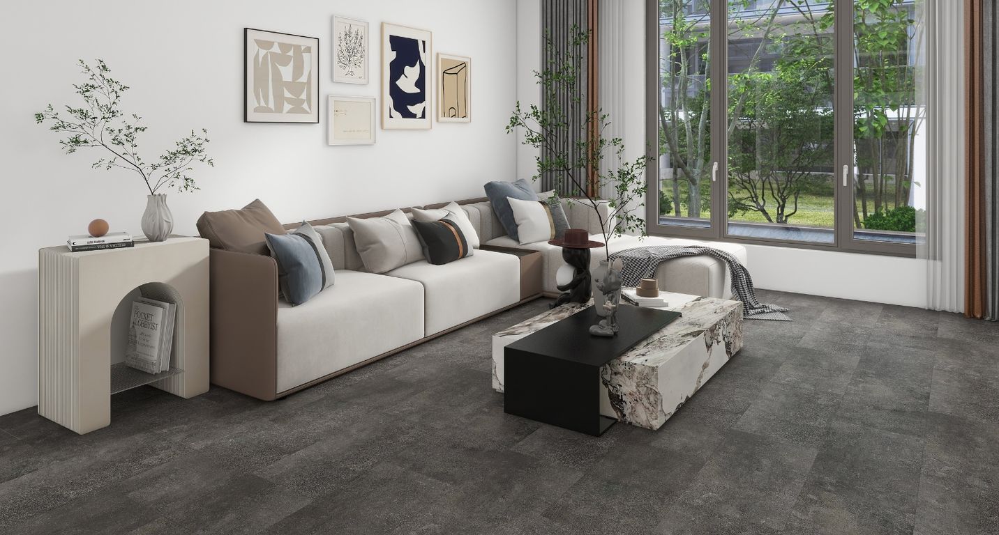 Sol vinyle TOLEDO ACOUSTIC DALLE , Pierre pierre anthracite, dalle 30.50 x 61.00 cm