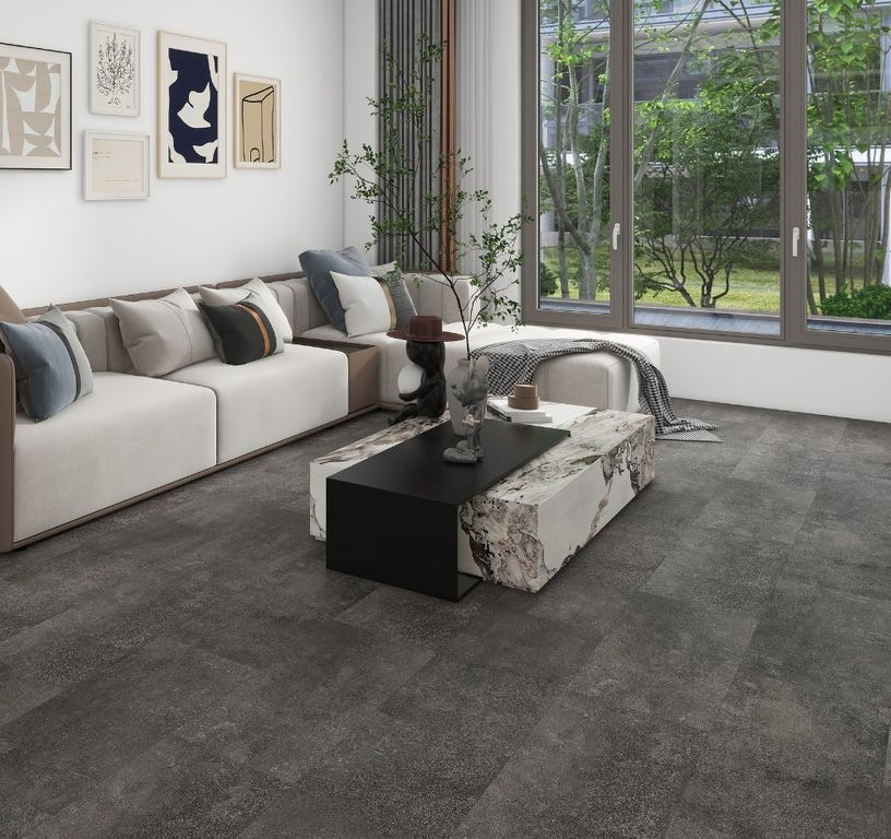 Sol vinyle TOLEDO ACOUSTIC DALLE , Pierre pierre anthracite, dalle 30.50 x 61.00 cm