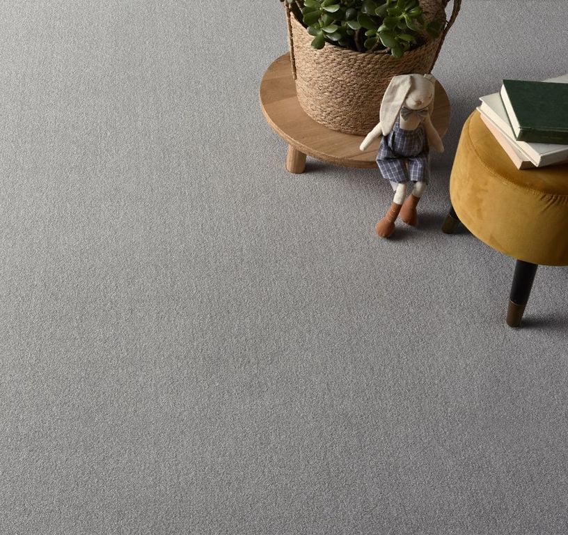 Moquette velours MERVEILLE ECO, col Gris perle, rouleau 4.00 m