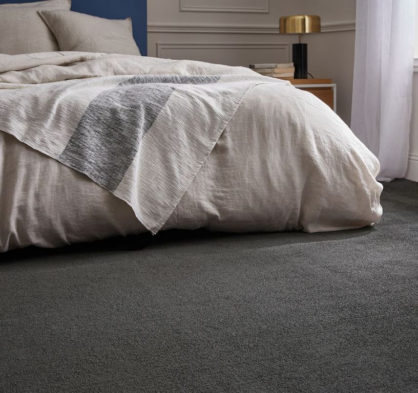 Moquette velours MERVEILLE ECO, col Gris anthracite , rouleau 4.00 m