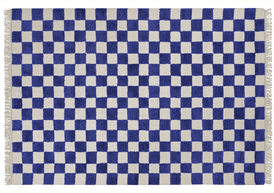 Tapis HARRY , damier  Bleu / écru