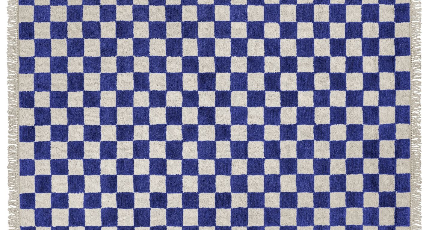 Tapis HARRY , damier  Bleu / écru