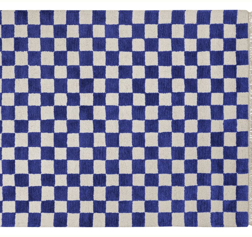 Tapis HARRY , damier  Bleu / écru