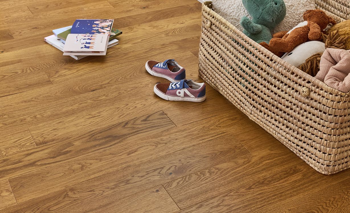 Parquet contrecollé PALAIS 130 CHENE AUTHENTIQUE, chêne miel, verni, larg. 13.00 cm