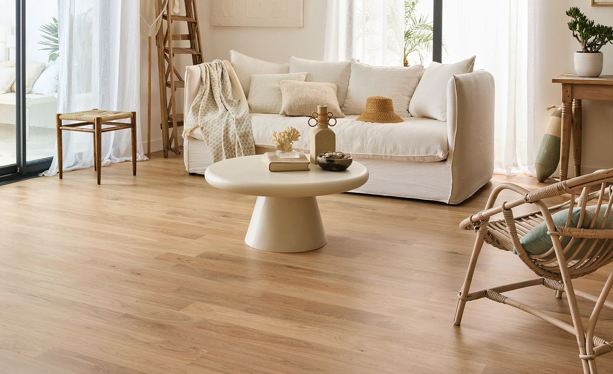 Parquet contrecollé PALAIS 110 CHENE AUTHENTIQUE, chêne blanc, verni, larg. 11.00 cm