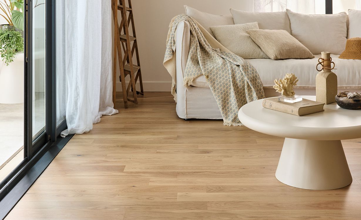 Parquet contrecollé PALAIS 110 CHENE AUTHENTIQUE, chêne blanc, verni, larg. 11.00 cm