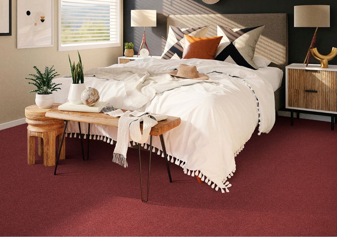 Moquette velours Jade 4M, col rouge, rouleau 4.00 m