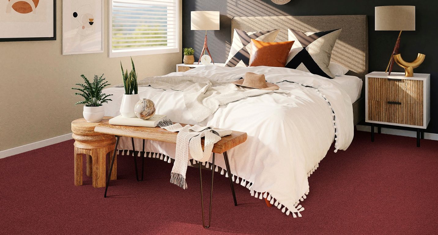 Moquette velours Jade 4M, col rouge, rouleau 4.00 m