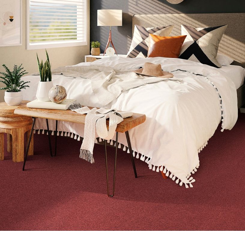 Moquette velours Jade 4M, col rouge, rouleau 4.00 m