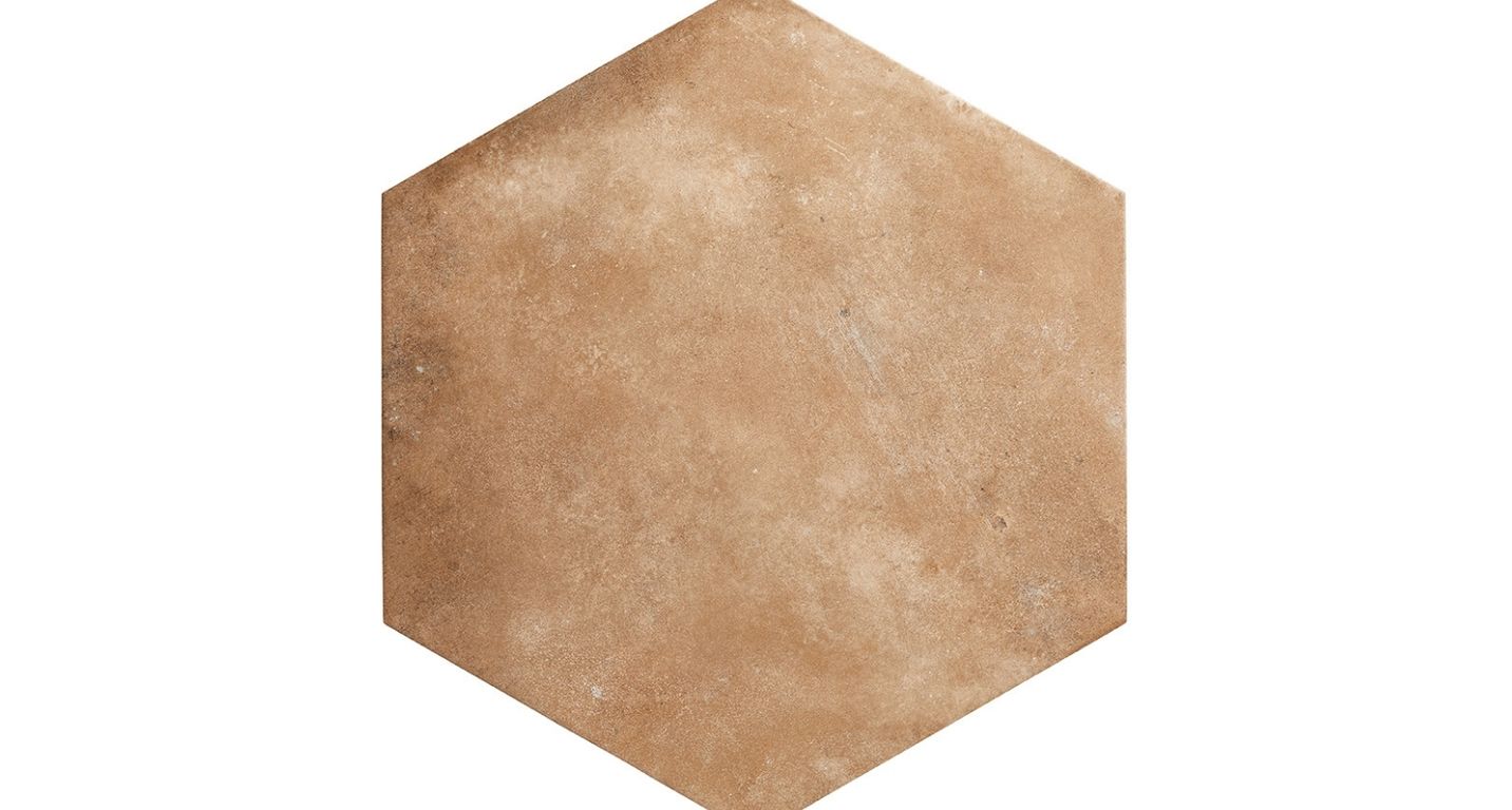 Carrelage HEX TERRA, aspect pierre terracotta, dim 56.00 x 48.00 cm