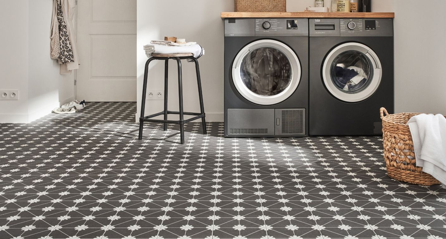 Carrelage GALON, aspect carreau ciment anthracite, dim 20.00 x 20.00 cm