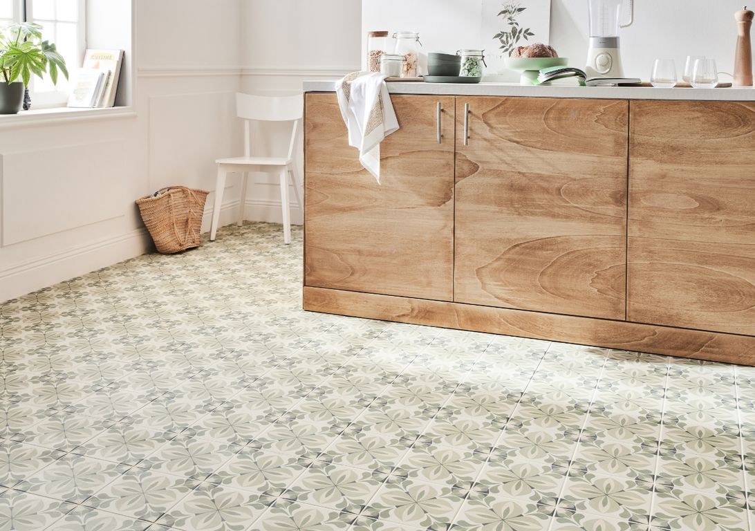 Carrelage MAYA, aspect carreau ciment vert, dim 20.00 x 20.00 cm