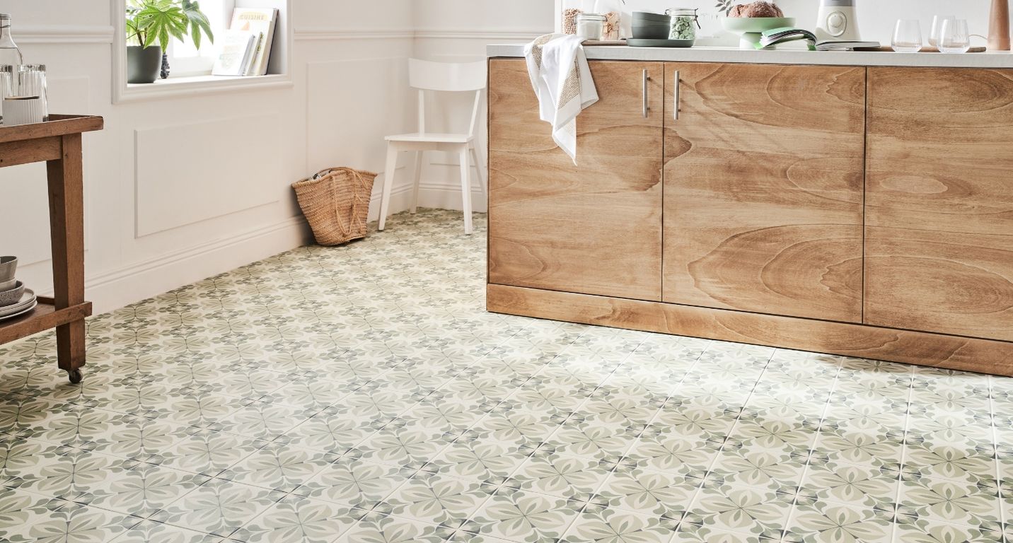 Carrelage MAYA, aspect carreau ciment vert, dim 20.00 x 20.00 cm