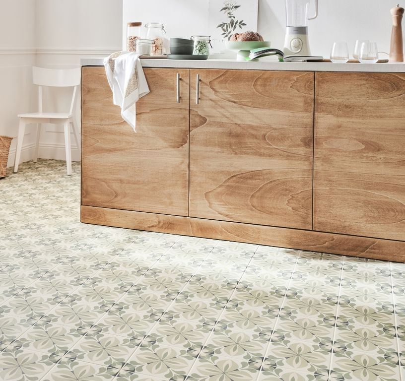 Carrelage MAYA, aspect carreau ciment vert, dim 20.00 x 20.00 cm