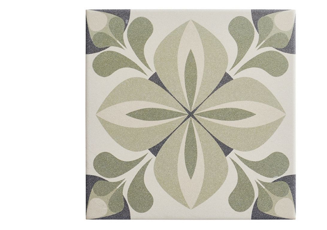 Carrelage MAYA, aspect carreau ciment vert, dim 20.00 x 20.00 cm