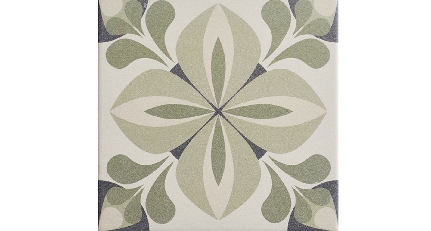 Carrelage MAYA, aspect carreau ciment vert, dim 20.00 x 20.00 cm