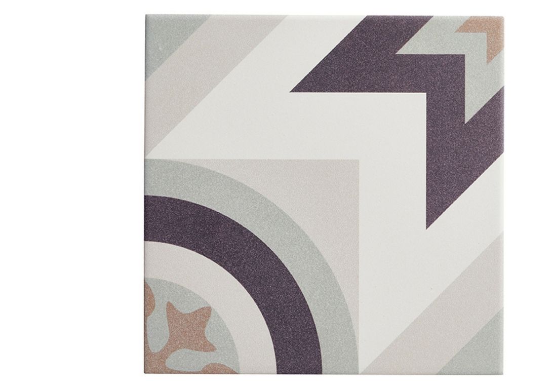 Carrelage PUZZ, aspect carreau ciment multicolore, dim 20.00 x 20.00 cm