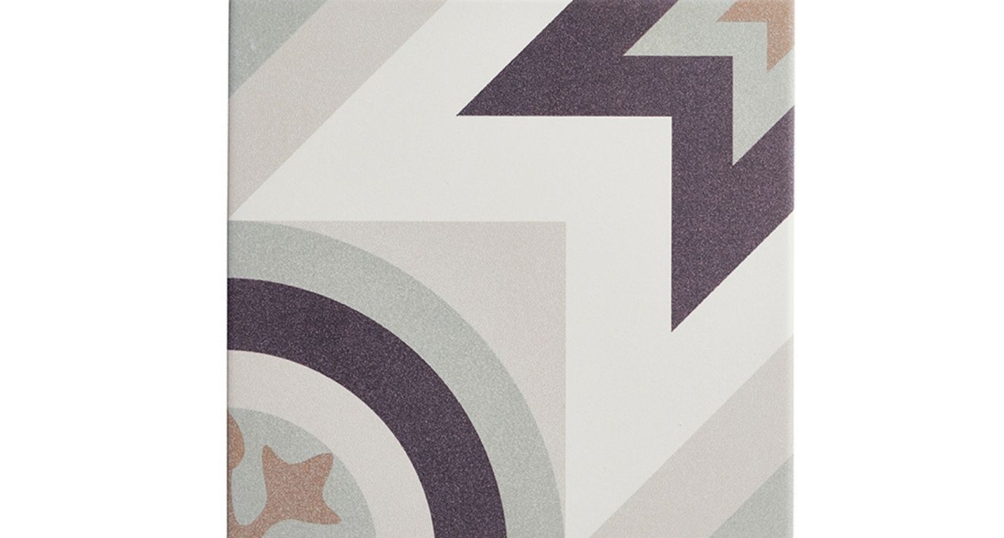 Carrelage PUZZ, aspect carreau ciment multicolore, dim 20.00 x 20.00 cm