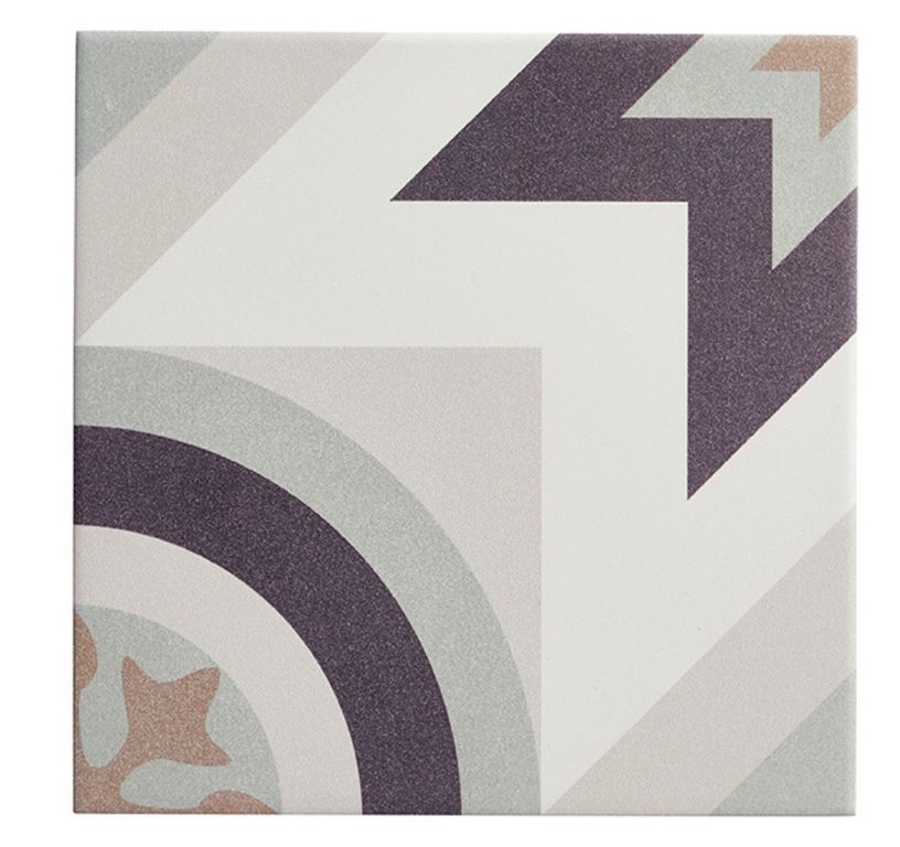 Carrelage PUZZ, aspect carreau ciment multicolore, dim 20.00 x 20.00 cm