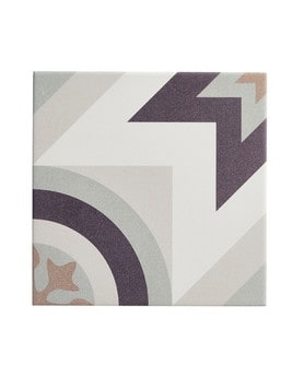 Carrelage PUZZ, aspect carreau ciment multicolore, dim 20.00 x 20.00 cm