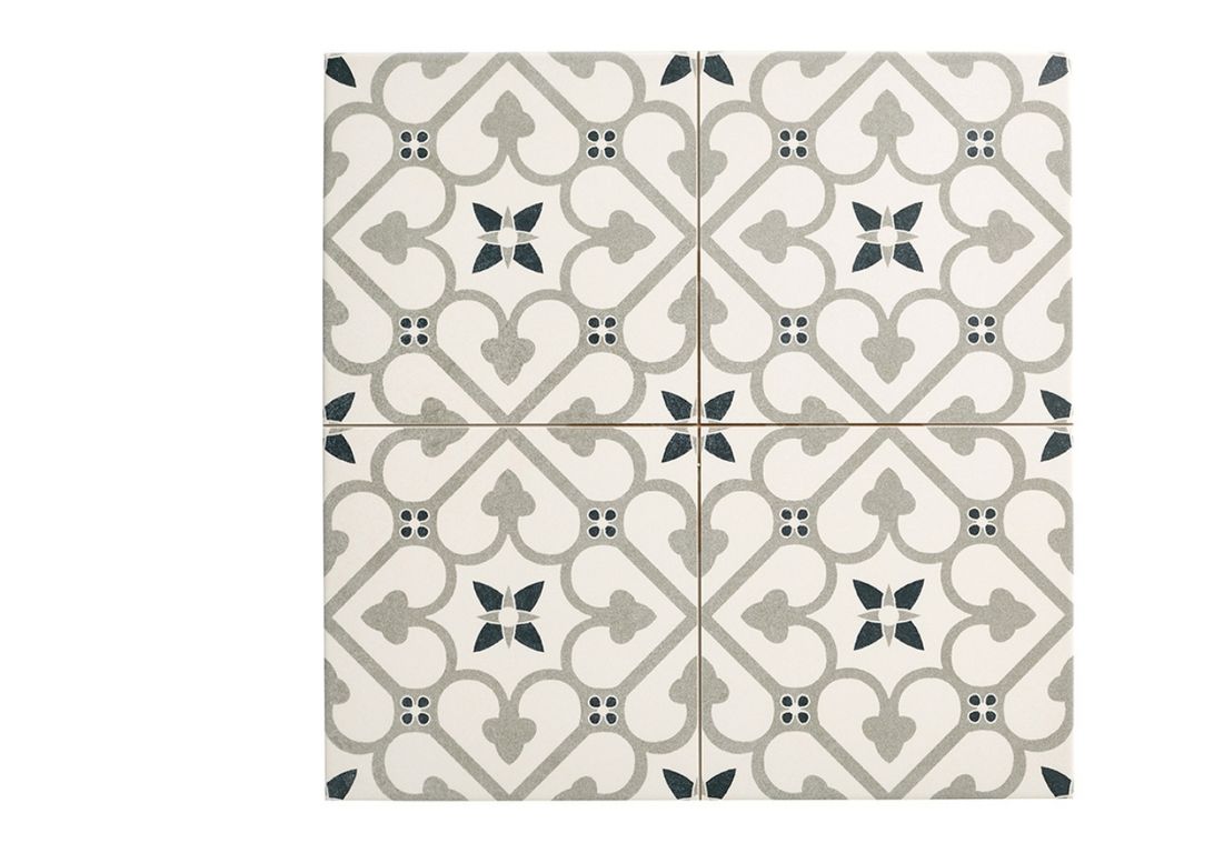 Carrelage BURTON, aspect carreau ciment gris, dim 45.00 x 45.00 cm