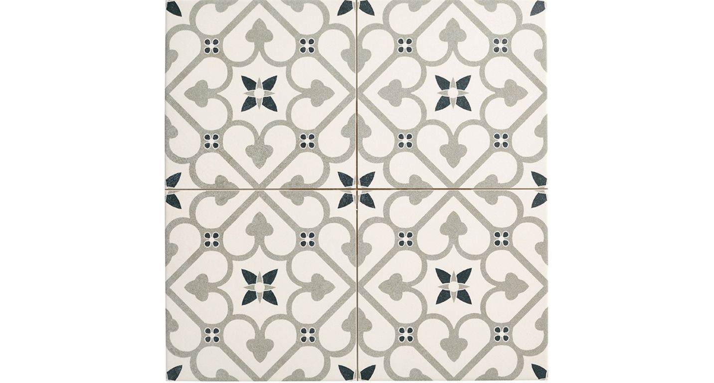 Carrelage BURTON, aspect carreau ciment gris, dim 45.00 x 45.00 cm